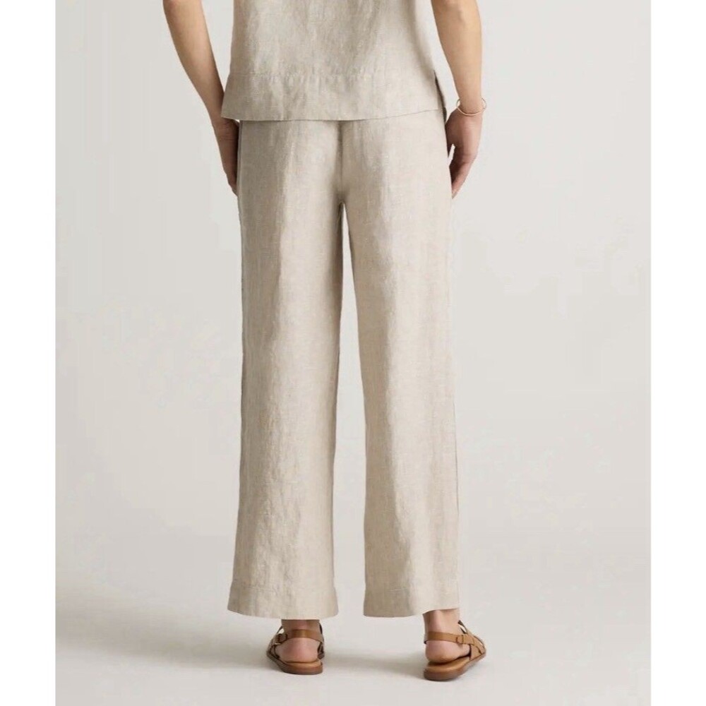 Quince 100% European Linen Pull-On Wide Leg Pant Women Sz M Flax Coastal EUC - Picture 2 of 11